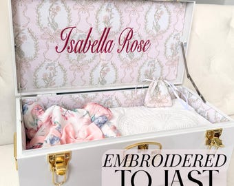 Personalized Baby Keepsake Trunk Large Storage Gift for Newborn Nursery Gift Monogram Design Custom Chest Infant Present Gender Reveal Box