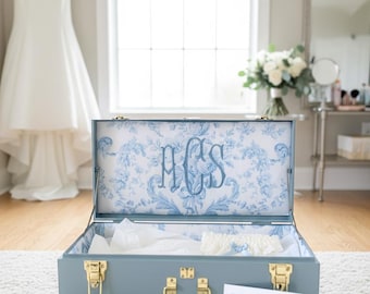 Baule porta-ricordi per matrimonio, contenitore porta-regalo per la sposa, scatola porta-damigella d'onore con monogramma personalizzato, contenitore porta-regalo per bomboniere