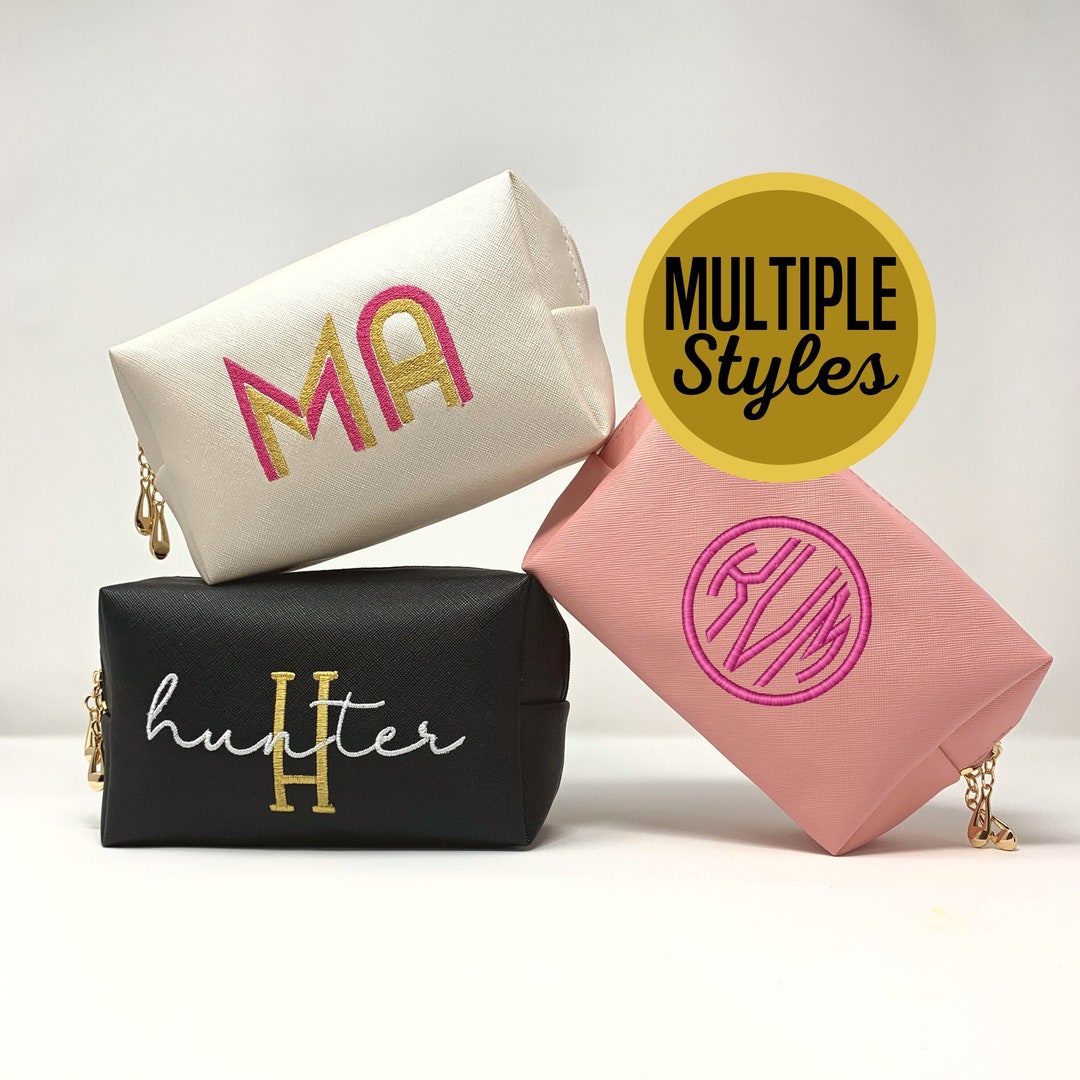 Custom Makeup Bag Embroidered Personalized Cosmetic Bag Monogram Bag