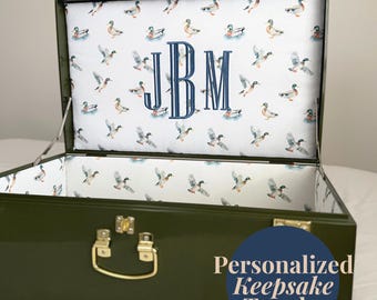 Personalized Mallard Duck Nursery Decor Gift for Newborn Keepsake Storage Idea Keepsake Box for Baby Boy Room Custom Gift for Baby Shower