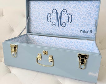 Personalized Christian Wedding Gift Baptism Gift for Baby Boy Nursery Storage Custom Baby Christening Gift for Goddaughter Keepsake Trunk