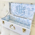 Luxury Keepsake Chest Storage Elegant Bridal Box with Embroidery Name Custom Wedding Trunk Organizer Large Memory Vault for Wedding Dress