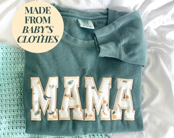 Comfort Color Baby Clothes Memory Sweatshirt with Child Clothing Keepsake Gift Idea for New Mom Postpartum Gift Upcycled Baby Outfit Sweater