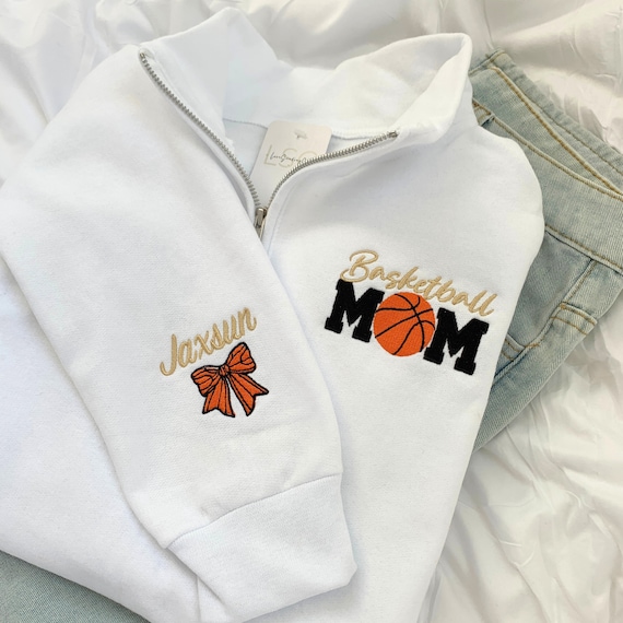 Custom Basketball Mom Quarter Zip Sweater Personalized Sports Mom Gift for Team Mom Sweatshirt Basketball Mom Outfit Basketball Mom Gift
