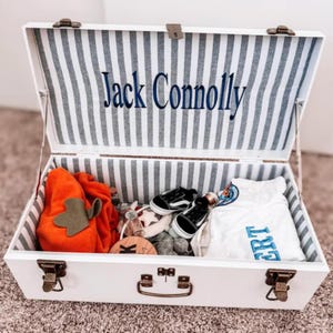 Newborn Keepsake Trunk Infant Memory Box for Baby Shower Gift for New Parent Baby Keepsake Storage Idea Custom Nursery Storage Decor for Boy image 3