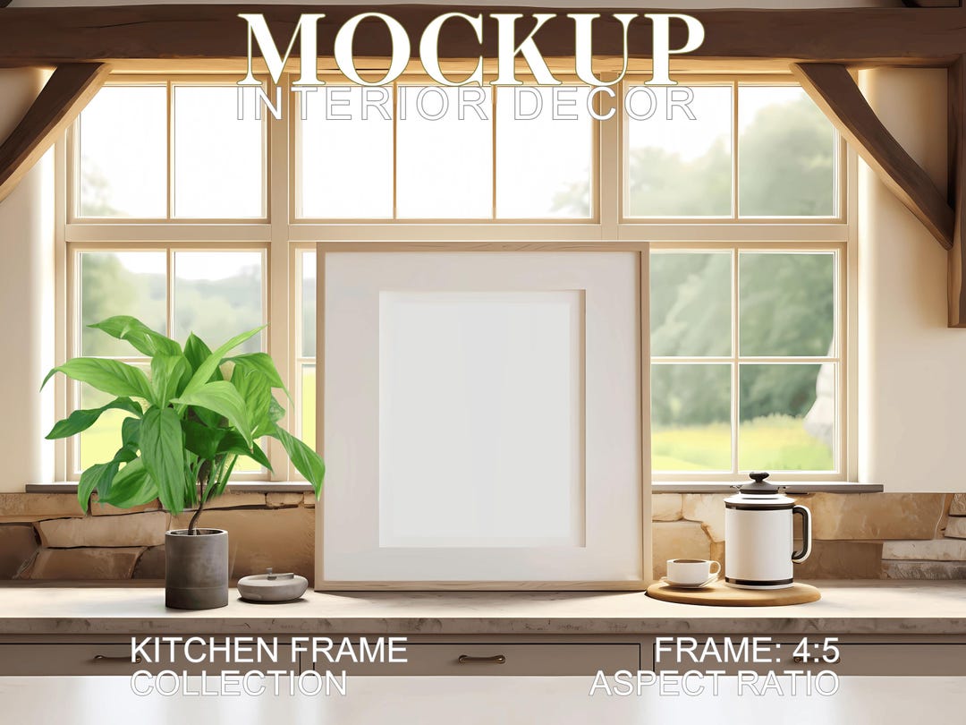 Minimal Frame Mockup, for Vertical 4x5 Ratio Art, Interior Decor, Wall Art Frame in Farmhouse Kitchen Setting, Template Frame Art PSD JPG - Etsy Japan