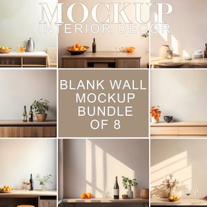 Blank Wall Mockup Bundle of 8, Empty Walls, Boho Modern Wall Templates, Interior Blank Wall Scenes, Blank Wall Frame Mockup, JPG Files
