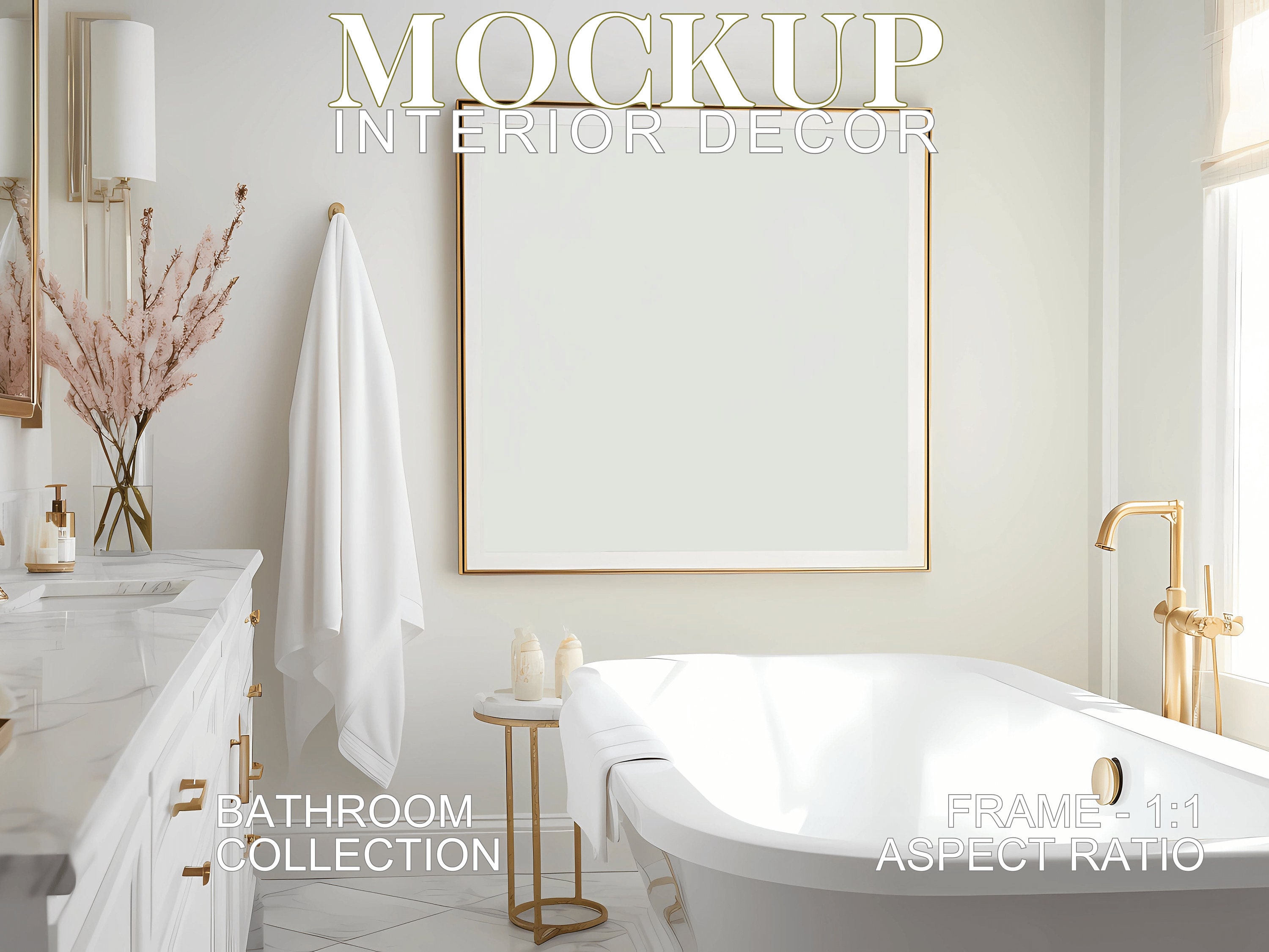 Modern Bathroom Mockup, Bathroom Wall Mock-up, Square Frame, Poster ...