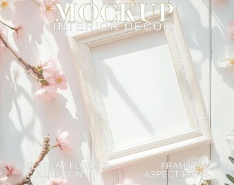 Maqueta de marco floral: Exhibición de arte primaveral de 5x7 (PSD JPG)