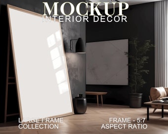 Maqueta de marco inclinado grande: Decoración moderna para sala de estar (PSD, JPG)