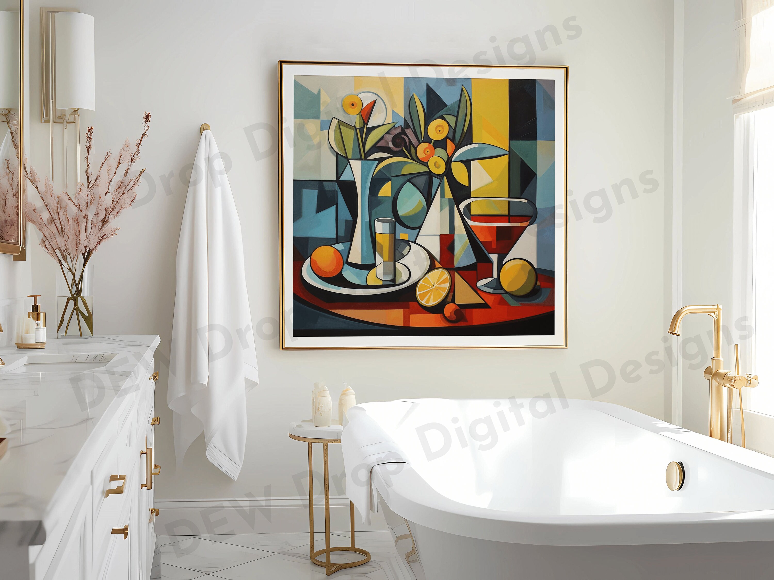Modern Bathroom Mockup, Bathroom Wall Mock-up, Square Frame, Poster ...