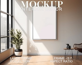 Maqueta de marco vertical: Decoración moderna para sala de estar (arte de 5x7) (PSD JPG)