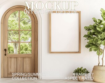 Maqueta de marco de madera de 5x7: Decoración elegante de estilo rústico (archivos PSD y JPG)