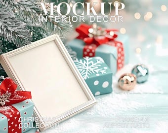 Maqueta de marco navideño: formato vertical 4x5, arte festivo (PSD JPG)