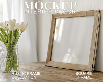 Maqueta de marco cuadrado rústico: Arte de cocina campestre (PSD JPG)