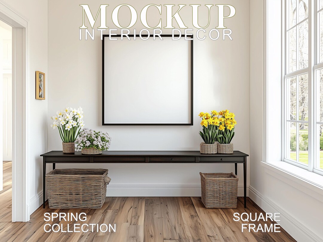 Spring Entry Hall Square Frame Mockup: Elegant Home Decor (PSD & JPG ...