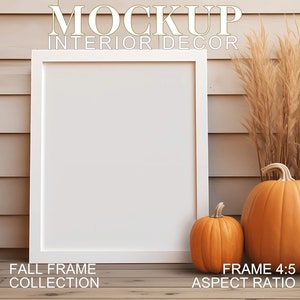Fall Vertical Frame Mockup, 4x5 Ratio, Portrait Orientation, Halloween Art, Rustic Decor, Minimal Country Frame, Template PSD JPG
