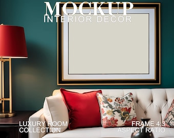 Maqueta de marco para sala de estar: Arte horizontal de 4x3 (PSD, JPG)