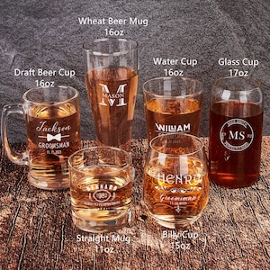 Set of 6 - Custom Engraved Beer Can Glass, Groomsmen Beer Glass – Happily  Ever Etched