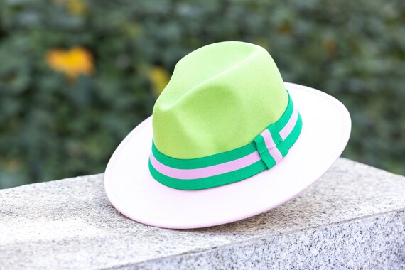 Green With Pink Fedora - Etsy