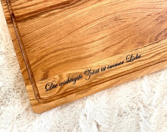 Personalisiert Schneidebrett, Schneidebrett aus Eiche oder Esche geölt, mit Lasergravur, Küchenbrett Holz