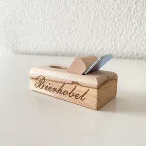 Bottle opener with engraving &quot;Bierhobel&quot;, beer opener, maple wood, gift