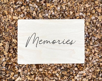 Holzkiste Memories aus Fichte 30 x 20 x 14 cm mit Klappdeckel, kleine Kiste aus Holz, Geschenk