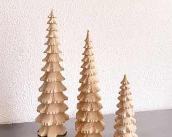 Arbres sculptés à la main en bois de tilleul, 15cm 20cm 30cm, sapin de Noël, sapin, sapin