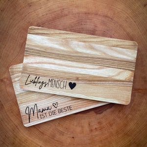 Graviertes Schneidebrett aus Esche, Frühstücksbrett, personalisiertes Geschenk, Küchenschneidebrett mit Lasergravur, Küchenbrett Holz