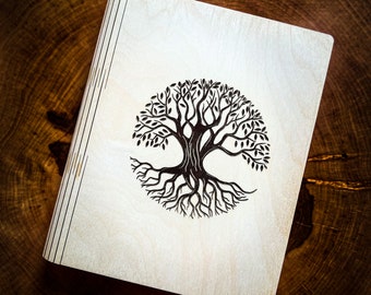 Ring binder tree of life made of wood DIN A4 and A5 photo album made of wood loose-leaf folder folder wooden folder