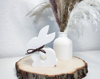 Easter bunny with heart cutout white, concrete Raysin decoration, Easter decoration spring