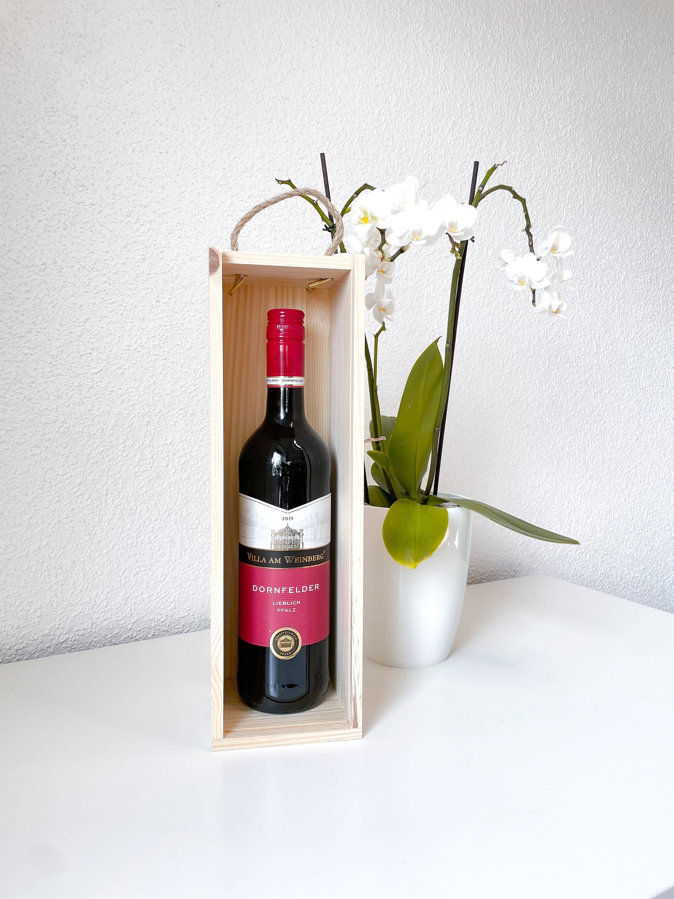 Wine box with sliding lid for one bottle - 36x11x10cm - gift packaging