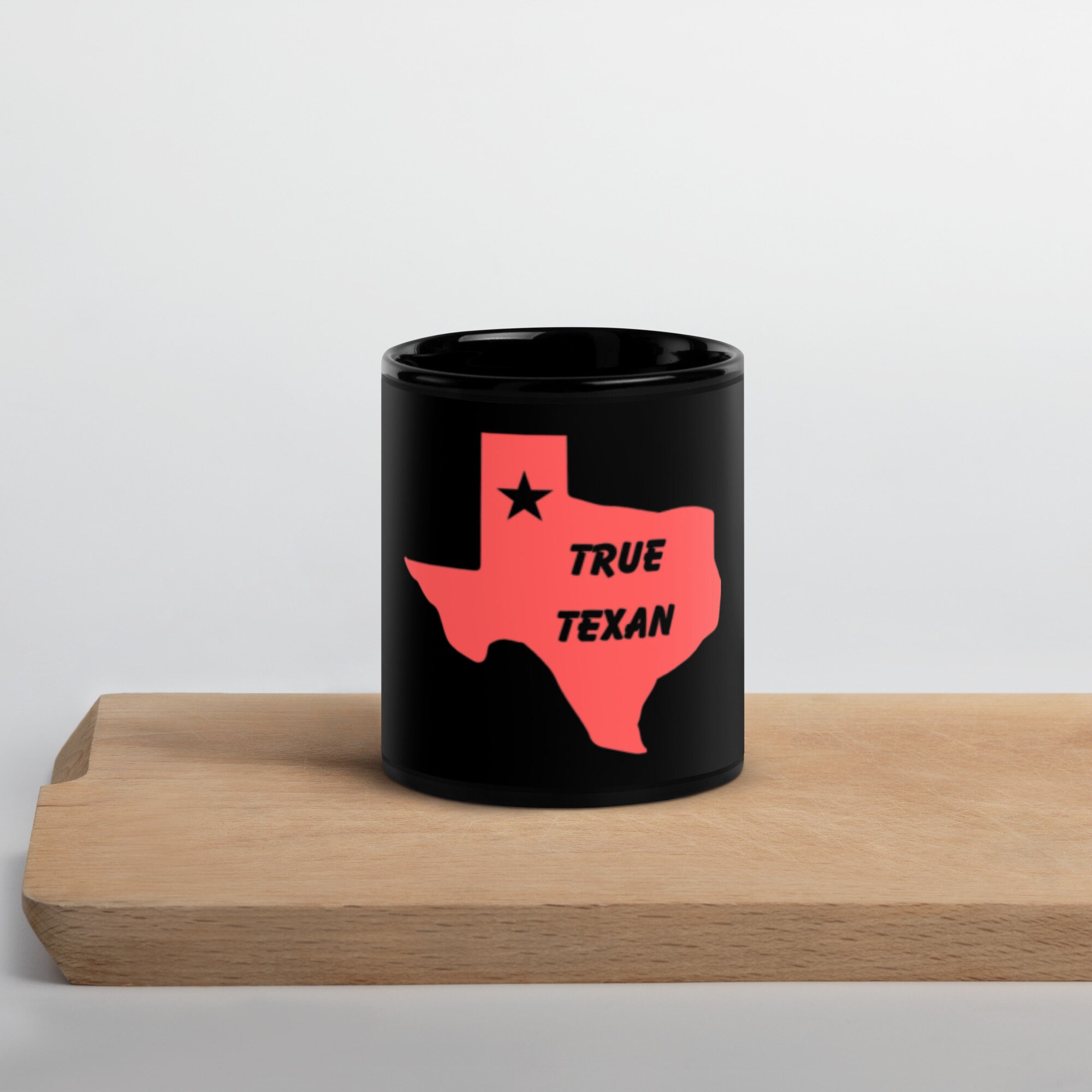 True Texan Texas Black Glossy Mug - Etsy