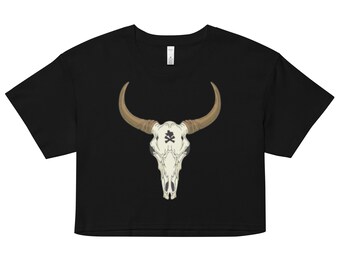 Top corto Bull Skull Texas para mujer