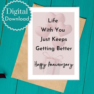 Card For Spouse, Cute Anniversary Card , Downloadable Greeting Card ,Cute Love Card, Instant Download, Cute Valentines Day Card, 5x7
