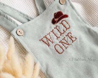 Wild One Outfit, My First Rodeo, First Birthday, Cowboy Hat Embroidered Overalls, Cake Smash Photoshoot, Western Country 1st Baby Romper