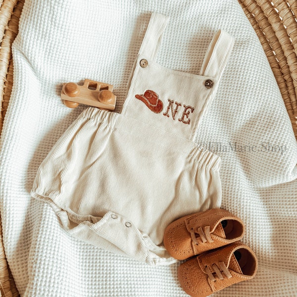 My First Rodeo, Wild One, First Birthday Outfit, Cowboy Hat Embroidered Overalls, Cake Smash Photoshoot, Western Country 1st Baby Boy Romper
