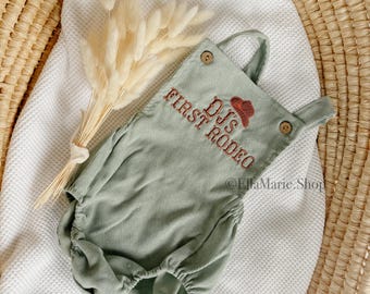 My First Rodeo, Wild One First Birthday Outfit, Cowboy Hat Embroidered Overalls, Personalized Name, Western Country Romper, Baby Boy, Girl