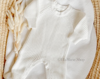 Baby Knit Jumpsuit, Chunky Knit Ribbed Sweater, Newborn Coming Home Outfit, Baby Girl Baby Boy, Gender Neutral, Winter Fall Baby Shower Gift