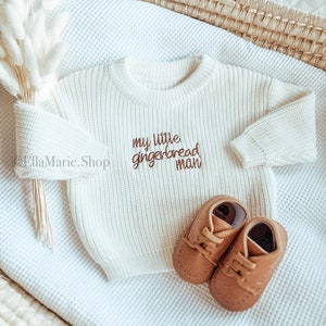 Weihnachts Outfit Baby Boy, Lebkuchen Mann, Strick Pullover Romper, Urlaub Foto-Shooting Pullover, Gestickt Baby Shower Geschenk Säugling Kleinkind