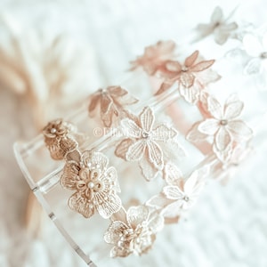 Bandeau fleur bébé fille, bandeau floral, perle de cristal strass, couronne de fleurs brodée, vintage pour bébé petite fille bohème