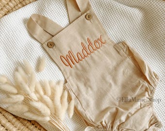 First Birthday Outfit One Year Old, Embroidered Name Romper, Personalized Overalls, Baby Girl Boy, 1st Cake Smash Photoshoot, Custom Outfit