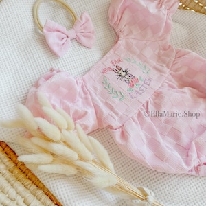 Baby Girl Easter Outfit, Easter Dress Toddler, Bunny Rabbit, Bow Headband, My First Easter, Embroidered Romper, Happy Easter, Spring Gift