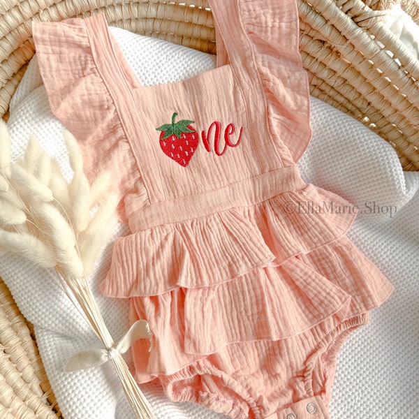 Berry First Birthday Outfit, Sweet One Baby Romper, Strawberry Embroidered, Pink First Birthday Dress Tutu, Cake Smash Photoshoot, Toddler