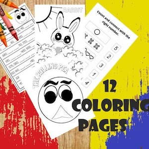 12 Coloring Pages for Kids| The Rolling Pea Activities and Coloring Book-Printable