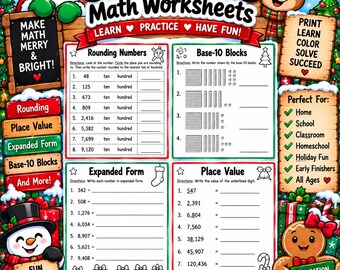 3rd Grade Math Worksheets| Place Value| Round Numbers| Math Sentences| Write in Standard, Expanded & Expanded Notation Form