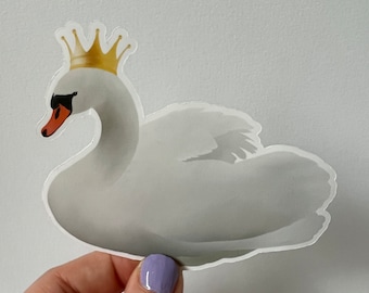 Swan vinyl sticker with crown