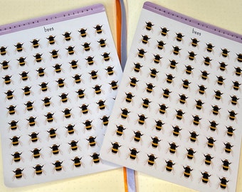 Bee planner stickers. Bumble bee, honey bee, insects, wildlife, save the bees, gift for gardeners, sticker sheet for bullet journaling