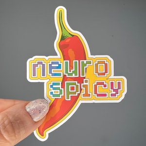 Waterproof vinyl sticker. Neuro spicy, ADHD, autism, ASD, dyslexia, dyspraxia, dyscalculia, Tourette’s, neurodiversity, neurodivergent