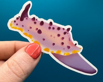 Waterproof vinyl sticker. Pink, purple, yellow, sea slug, nudibranch